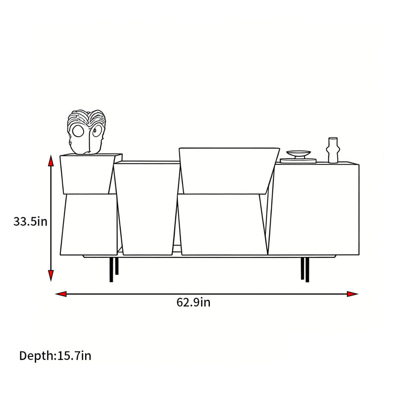 Buffet de style moderne et minimaliste, Noir / brun