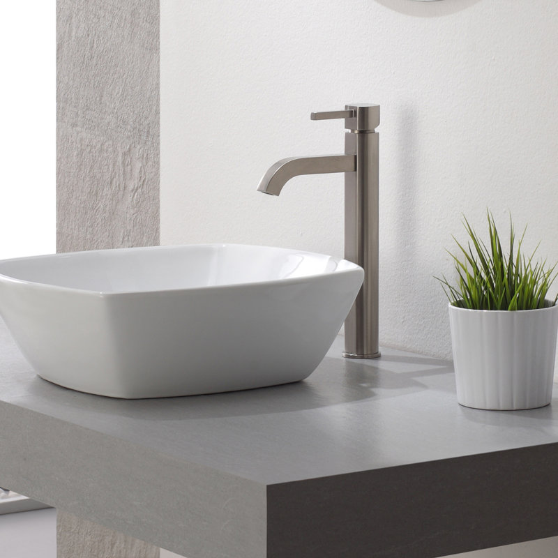 Ramus Single Hole Faucet Bathroom Faucet, Satin Nickel