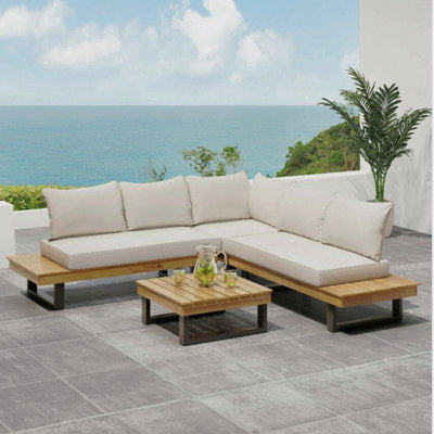 4-Piece Beige Sofa Set, Outdoor Patio