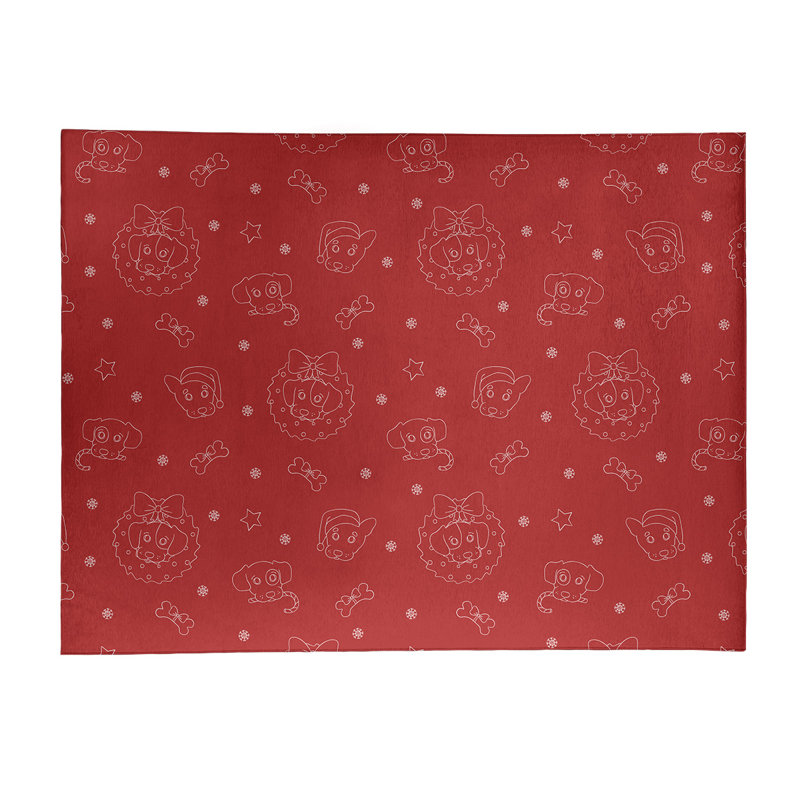 Tapis de zone rouge fait main, Rectangle 9 pi x 12 pi