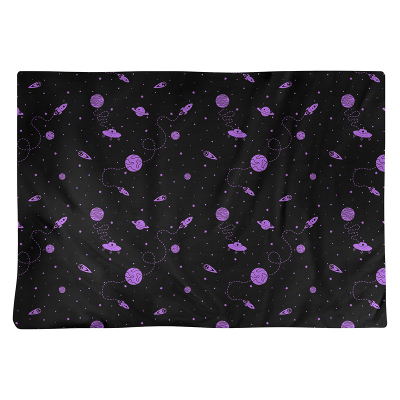 Napperon en coton 18 po Outer Space, Noir / Mauve
