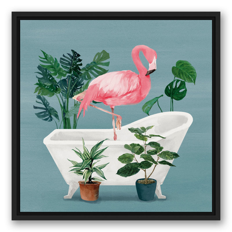 Flamant rose dans la baignoire, H 21,75 po x l 21,75 po x P 1,75 po