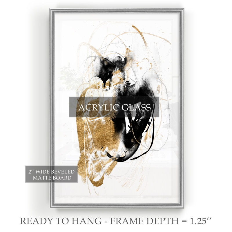 « black/gold splash iii », reproduction sur toile, H 22,5 po x l 30,5 po x P 1,5 po, Argent