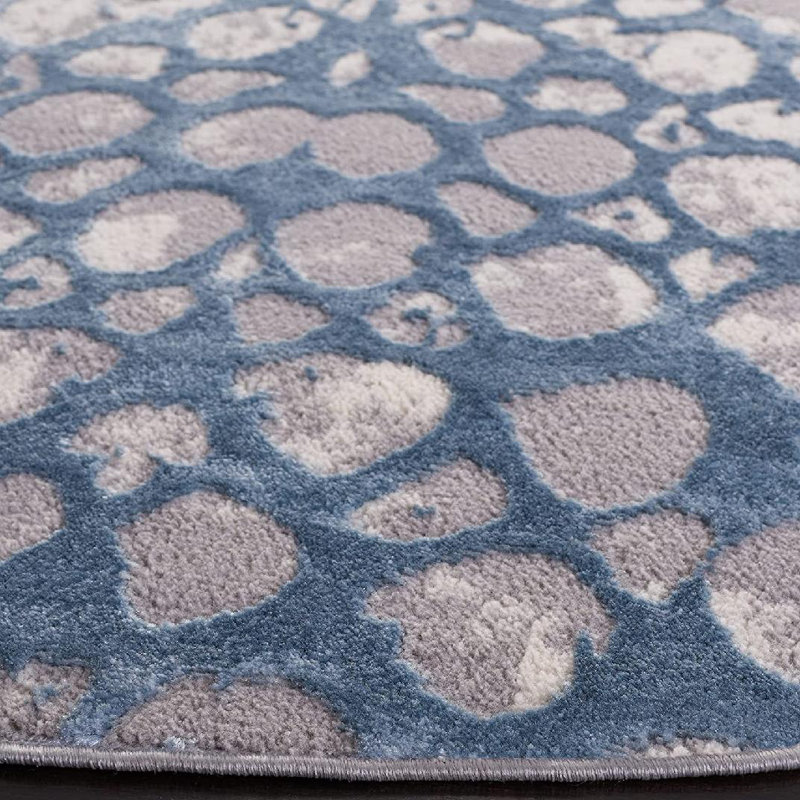 Gupton Abstract Gray/Blue Area Rug, Round 6'7"