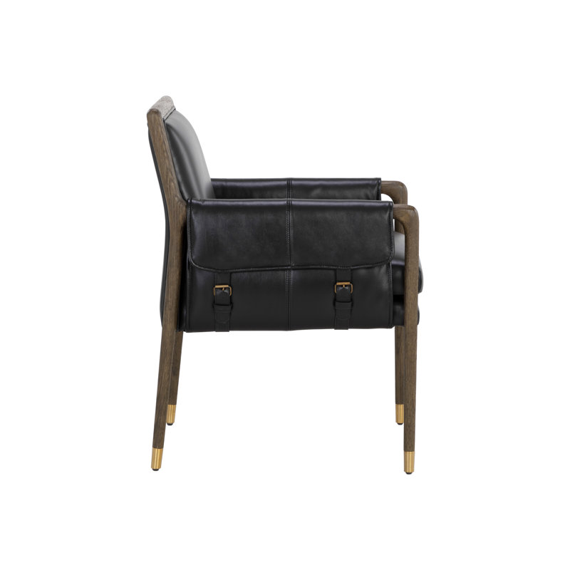 Rauno Leather Arm Chair, Brown, Black