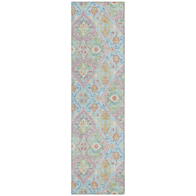 Machine Washable Indoor/Outdoor Husby ACN2207 Bohemian Rug