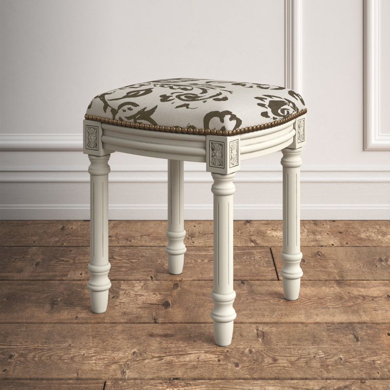 Tabouret de coiffeuse en bois massif Philomene, Gris