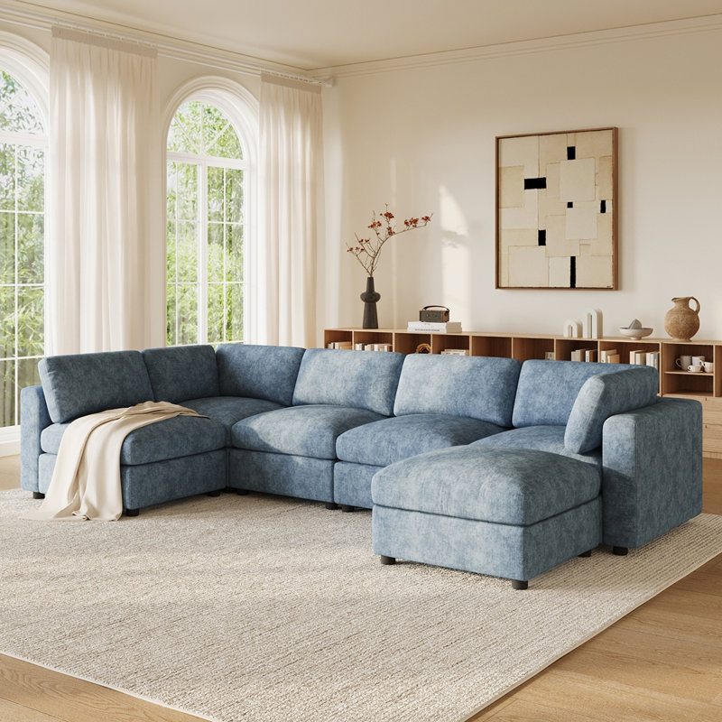 Canapé modulaire de 129 po, Bleu