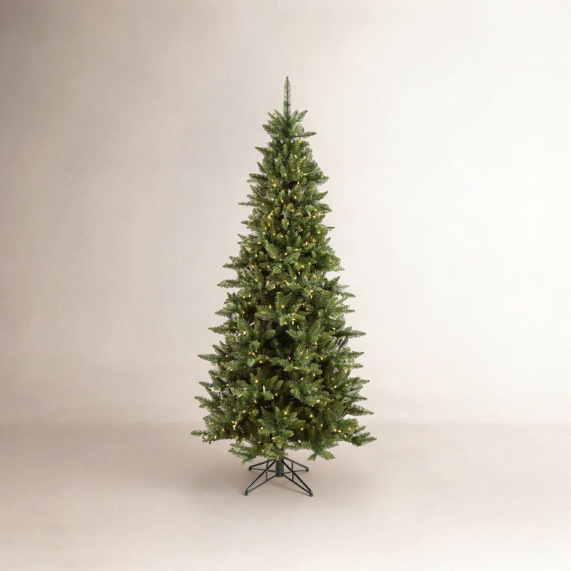Camdon Fir Slim Artificial Christmas Tree, 6.5' H, Clear Lights, Pre-Lit