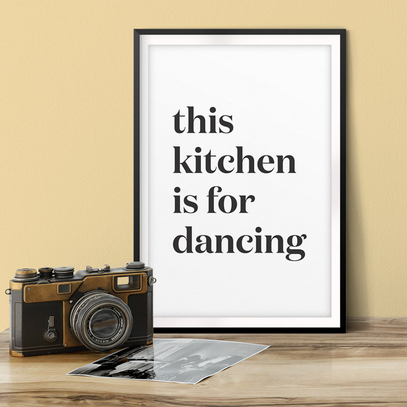 This Kitchen Is For Dancing - impression d'art textuel sur papier sans cadre, H 10 po x l 8 po x P 0,01 po