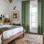 Rideaux transparents en lin olive vert olive, rideaux biologiques modernes à motif floral pour le salon et la chambre à coucher, longueur de 84 pouces