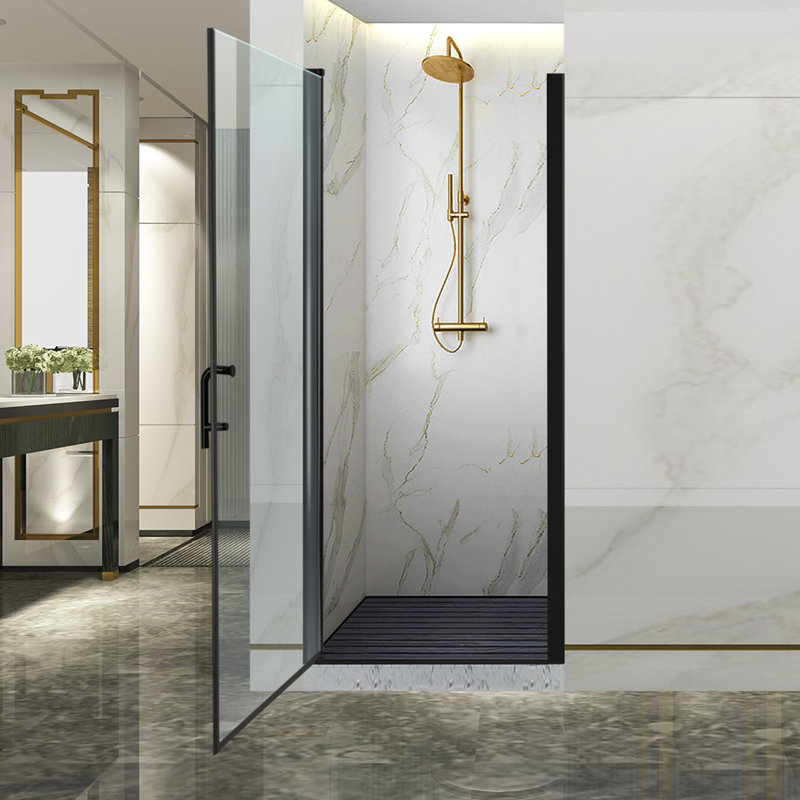 24-25.9 in. W x 72 in. H Pivot Swing Frameless Shower Door with Clear SGCC Tempered Glass, Matte Black