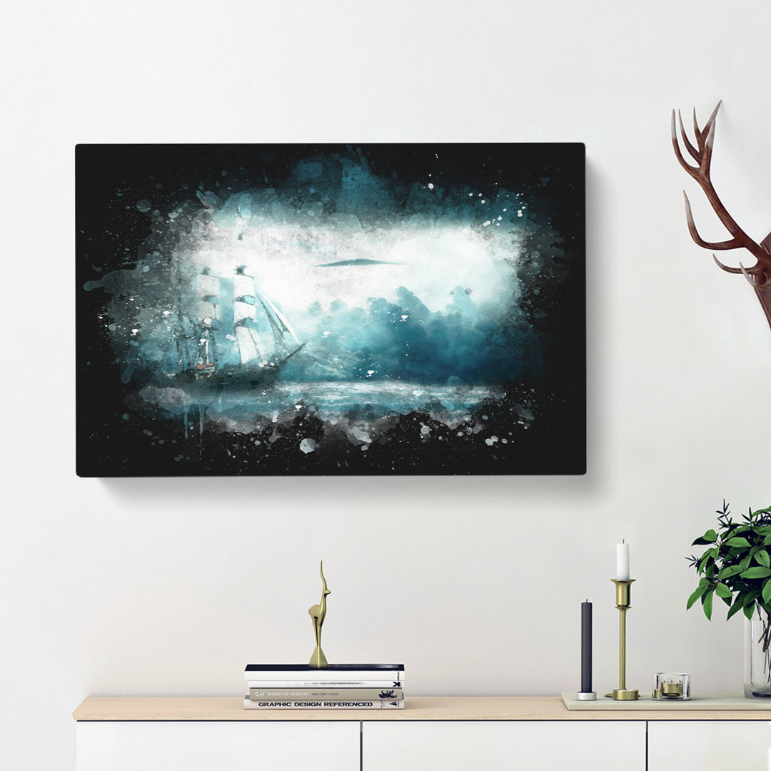 Ship Sailing Over A Stormy Sea - Wrapped Canvas