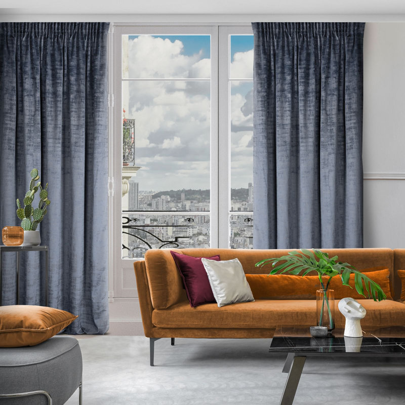 Baulch Blackout Curtains Single Panel, Steel