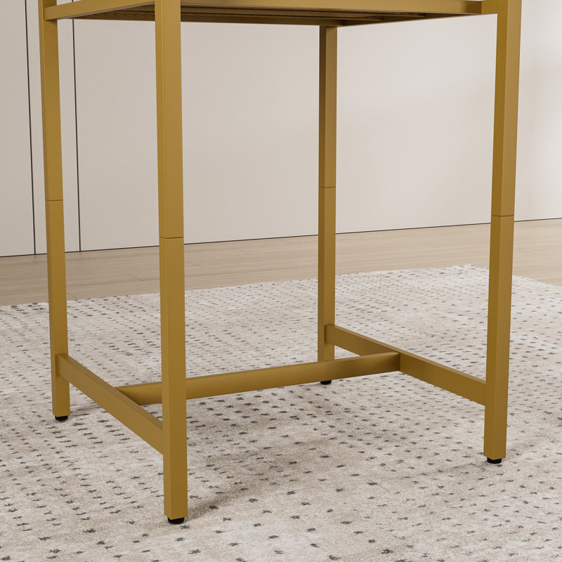 Table à hauteur de comptoir avec 2 tabourets, blanc et doré, pour une assise décontractée, un tabouret de bar pour les loisirs, couvre-pieds, couvre les restaurants idéaux