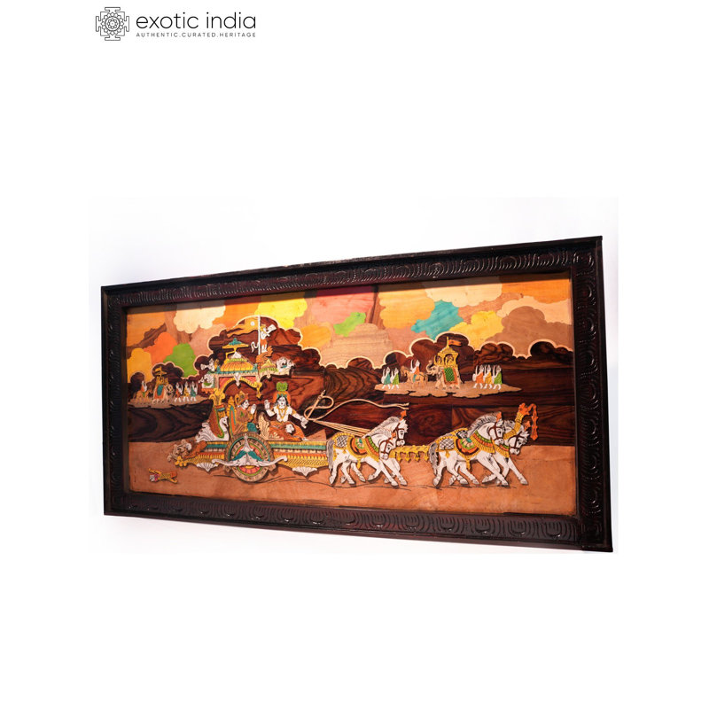 Panneau mural incrusté en bois 48 "48" Geeta Updesh MySore