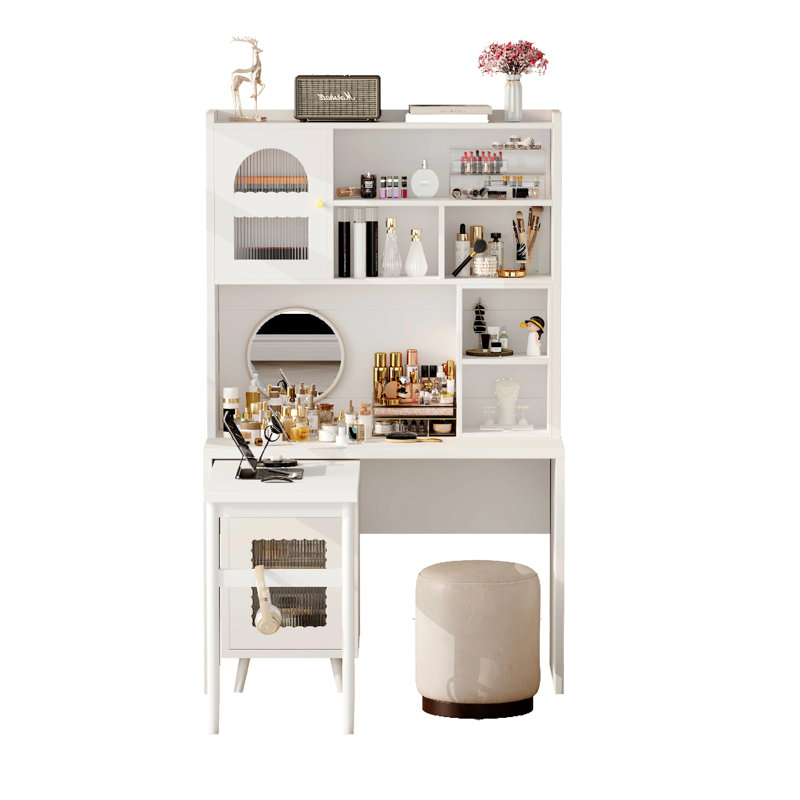 Rotating Computer Desk 90° With Storage Drawer & Cabinets, 43X70 Inch Office, Gaming, Writing Desk For Home, White