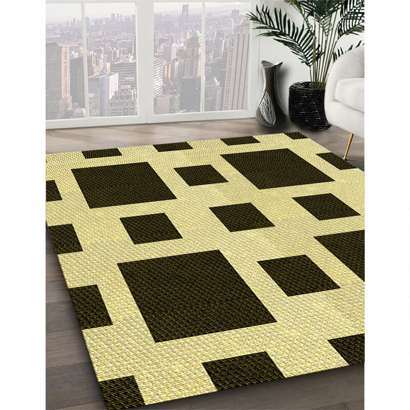 Tapis 100% à motifs lavables à la machine 2989 - Pat2305-YW, Rond 5 pi