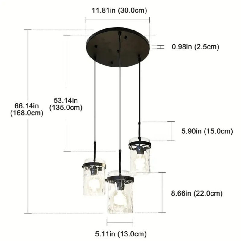 Luminaire suspendu 3 lumières de style moderne, luminaire suspendu de cuisine réglable, luminaire suspendu en verre bleu turquoise pour cuisine, salle à manger, chambre à coucher, couloir intérieur, bar, compatible avec toutes les ampoules E26