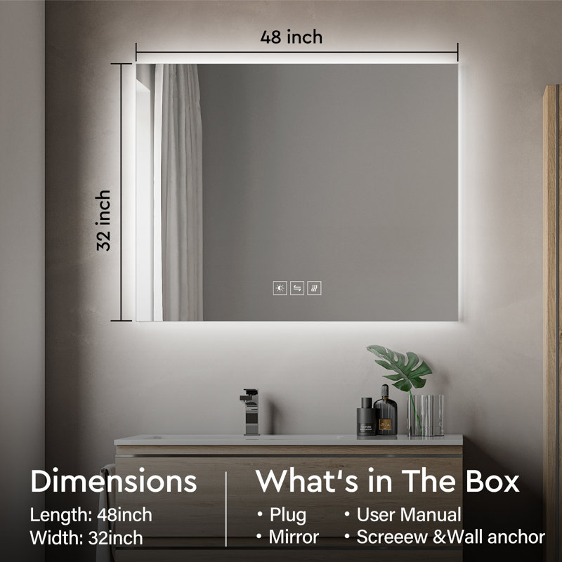 Miroir mural Condy, Rectangle, 48 po x 32 po