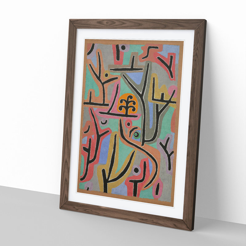 Park Scene by Paul Klee - Picture Frame Painting, 36cm H x 27cm W x 2cm D, Walnut Framed