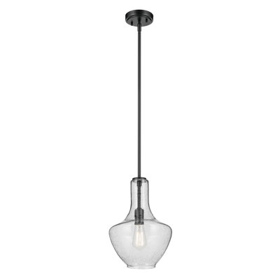 15.25" 1-Light Bell Pendant with Clear Seeded Glass