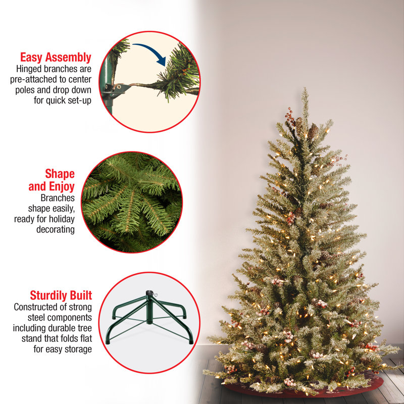 Dunhill Fir Slim 4.5' Hinged Artificial Christmas Tree with 350 Clear Lights, 4.5' H