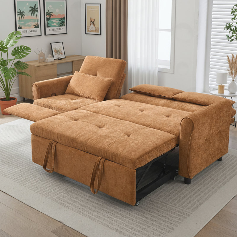 Menlo trois places avec lit Menlo et fauteuil inclinable réversible Menlo, Orange