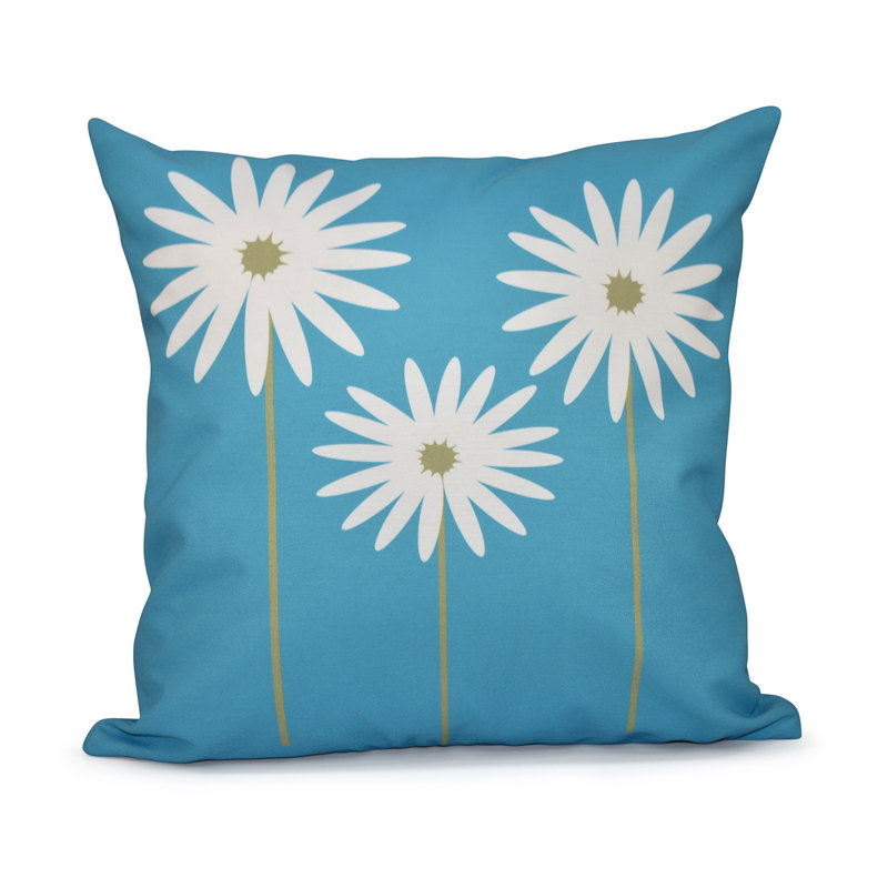 Daisy May Floral Reversible Throw Pillow, 26" H x 26" W x 1" D, Blue