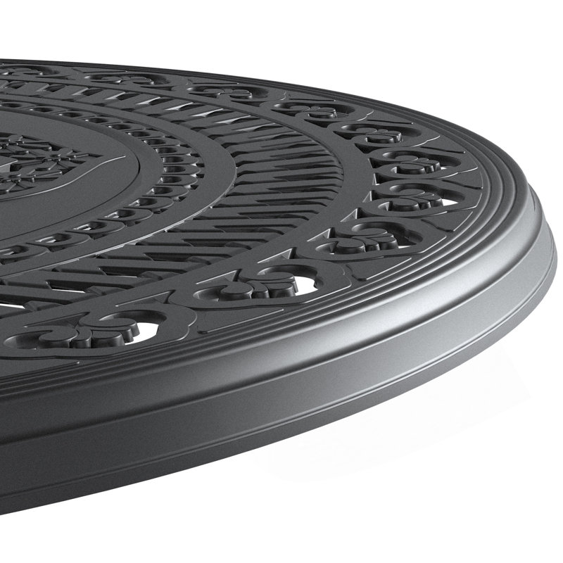 Table de salle à manger ronde en fonte d'aluminium avec trou pour parasol - Table d'extérieur résistante à la rouille