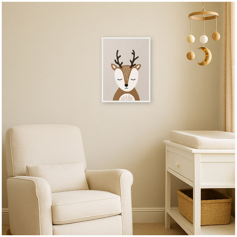 «Deer» par juillet, reproduction d'art sur toile encadrée, Sylvie White