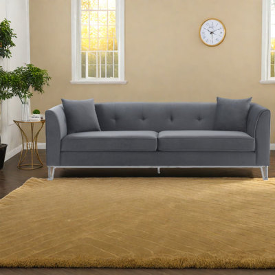 Modern Gray Fabric Sofas, Stainless Steel Legs, Versatile For Home
