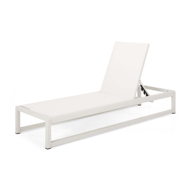 Chaise longue Modesta, Coussin blanc / cadre blanc