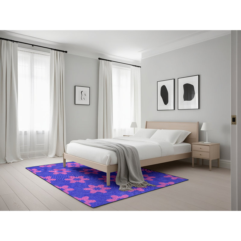 Tapis rose à motif floral Yanis, Rectangle 5 pi x 7 pi