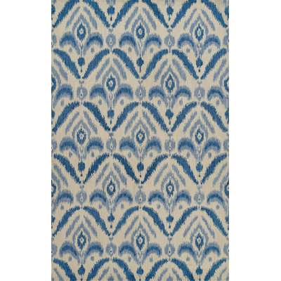 Tapis bleu en laine touffeté à la main 2 pi 6 po x 8 pi Leyde
