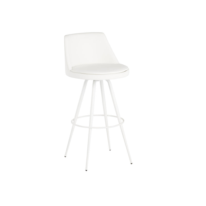 Tabouret pivotant Alissone, Blanc, Tabouret de bar (siège d'une hauteur de 29 po)