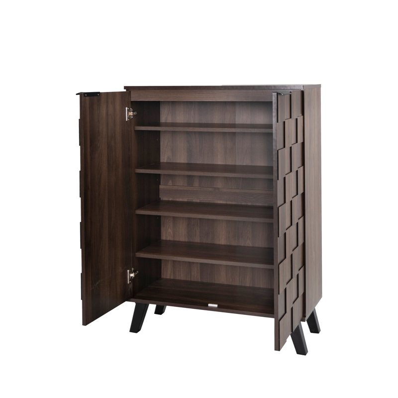 15 Pair Shoe Storage Cabinet, Walnut