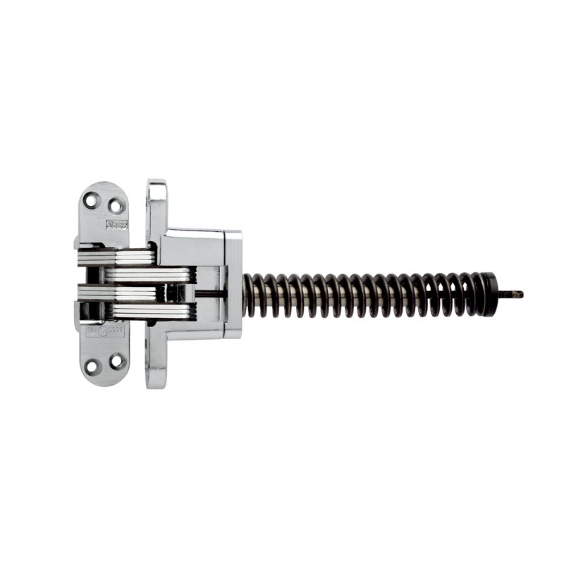 Invisible Spring Closers 4.6" H x 1.12" W Invisible/Concealed Single Door Hinge, Satin Chrome