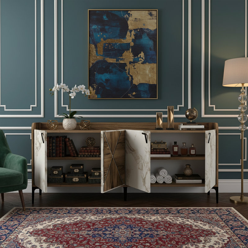 Marbre moderne et buffet avec détails géométriques