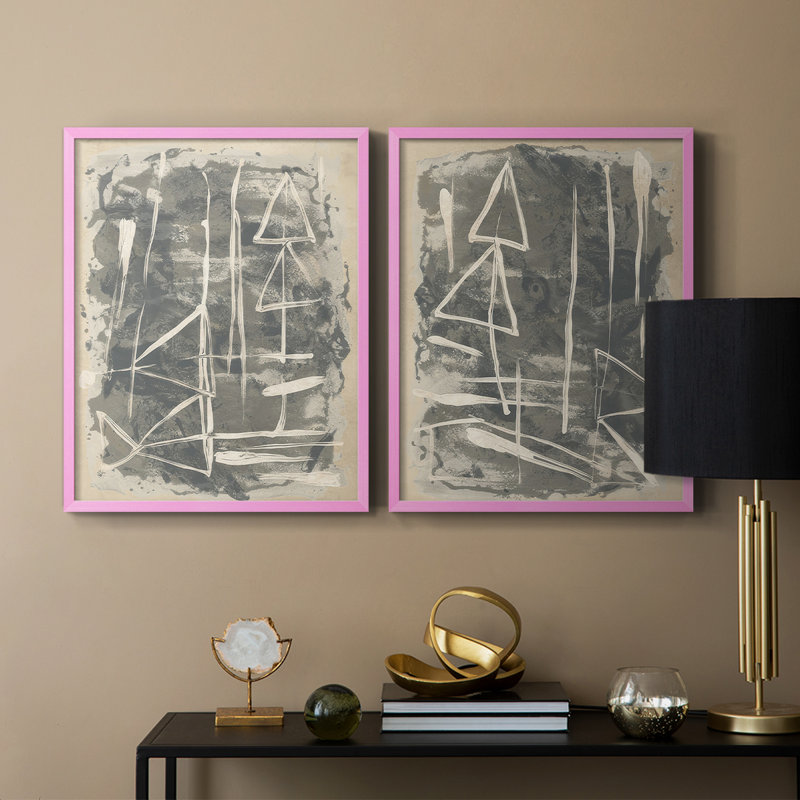 Impression encadrée Mapa Linea I-Premium - prête à être accrochée - aucun clou requis - aucun clou requis, Rose