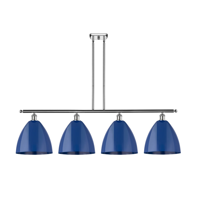 Amylee 4 - Light Kitchen Island Pendant, Blue, Polished Chrome