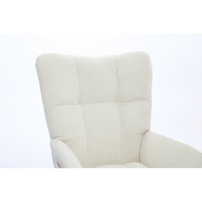 Chaise berçante moderne, fauteuil oscillant rembourré, Beige