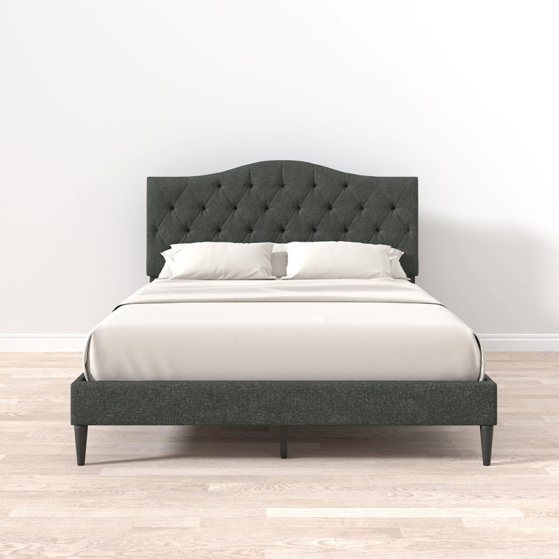 Saltford Upholstered Platform Bed, Gray, Queen