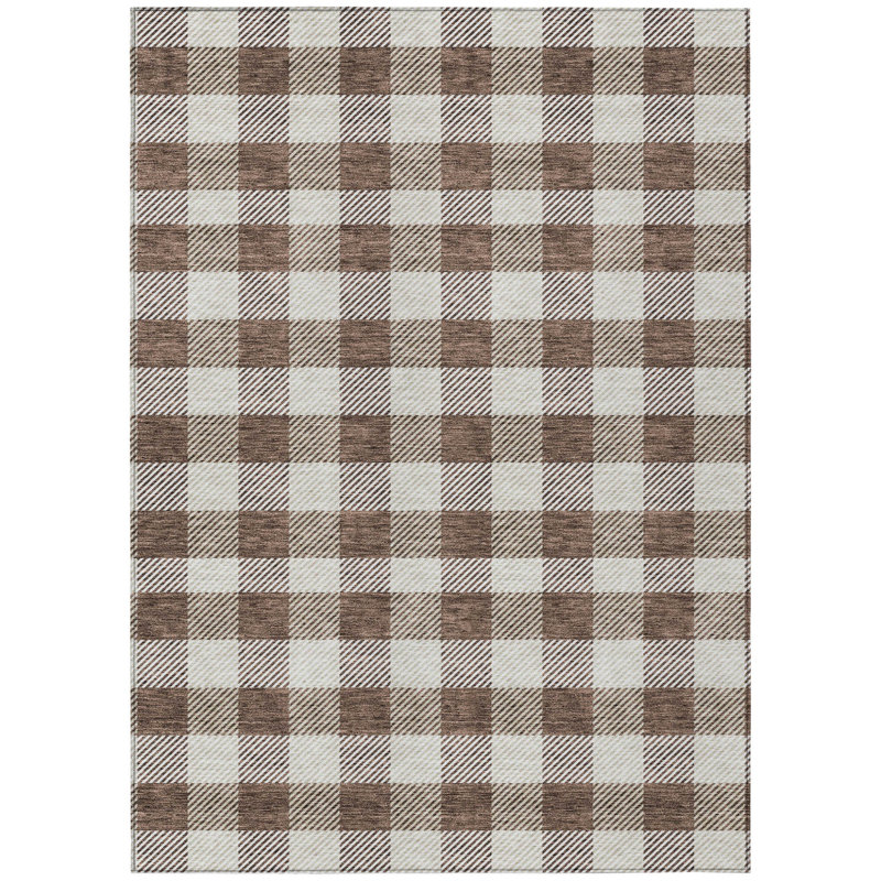 Tapis d'intérieur et d'extérieur lavable écossais brun et beige HomeRoots 3 pi x 5 pi