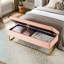 Banc de rangement en velours rose - base en métal 58,6 po pour un look contemporain-877105253