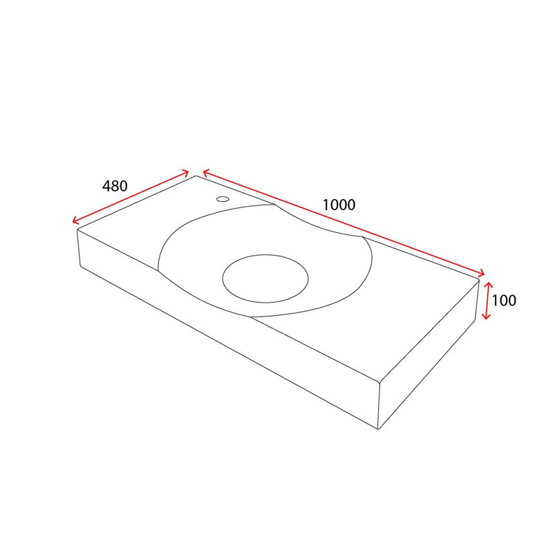 Durovin Bathrooms 480mm L x 1000mm W Natural Engineered Stone Rectangular Sink