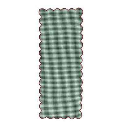 Scalloped Cotton Check Table Runner