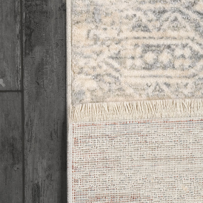Tapis abstrait ivoire, Tapis de couloir 2 pi 3 po x 7 pi 7 po