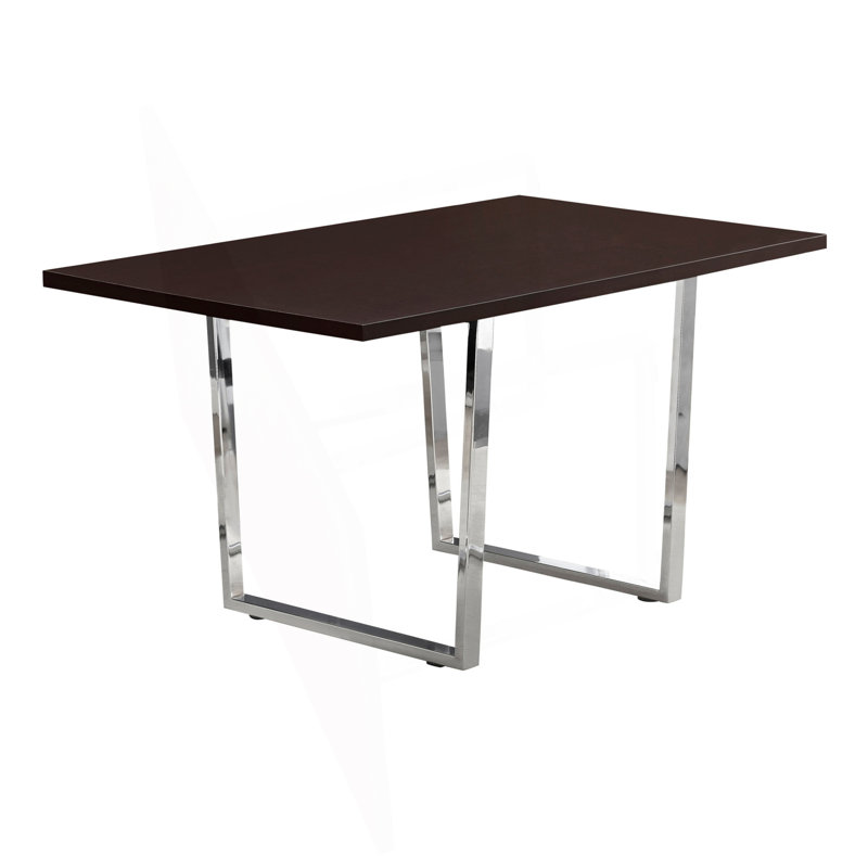 Table de salle à manger, 60 po rectangulaire, cuisine, salle à manger, stratifié, métal chromé, contemporain, moderne