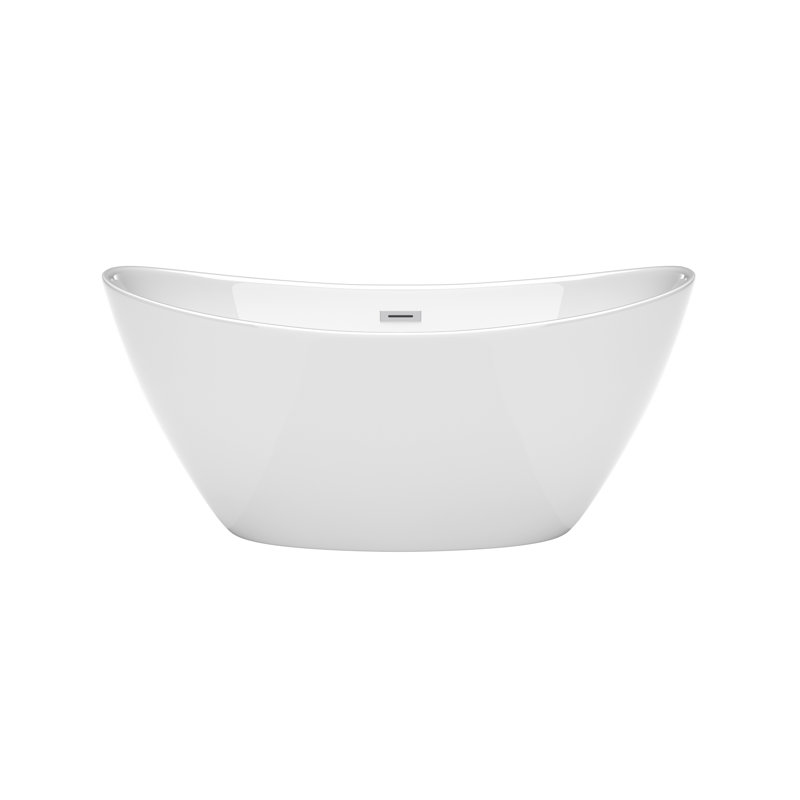 Dorrit 60" x 32" Freestanding Soaking Acrylic Bathtub, Polished Chrome